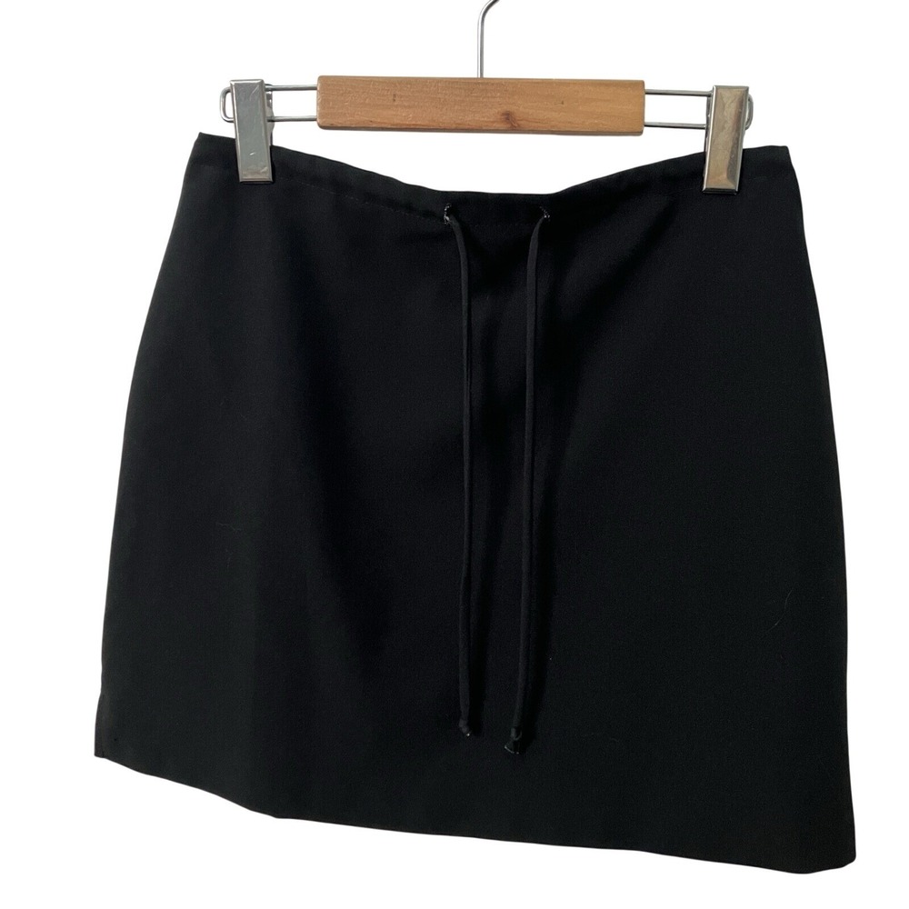 Accomplice Black Mini Skirt Canada Drawstring Detail Size 9/10 Y2K Goth Whimsy